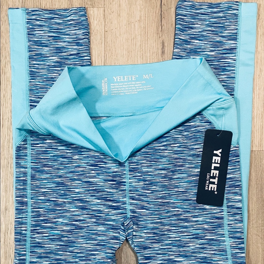 NEW YELETE Yoga Premium Ankle Leggings Super Soft Size Med   25" inseam